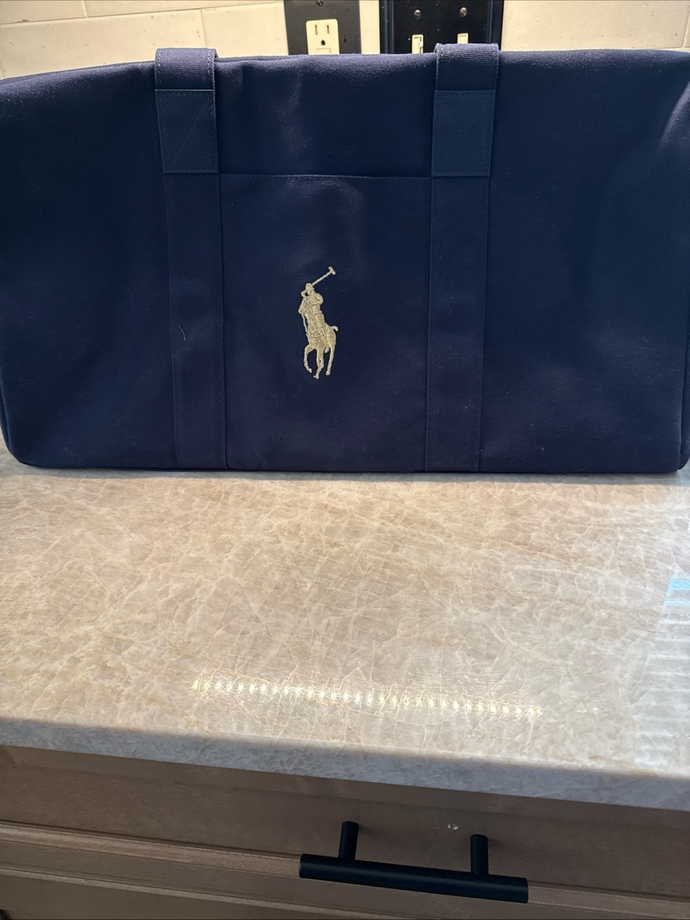 Polo Ralph Lauren Heritage Duffle Bag Navy Blue and White Large Weekender. WT